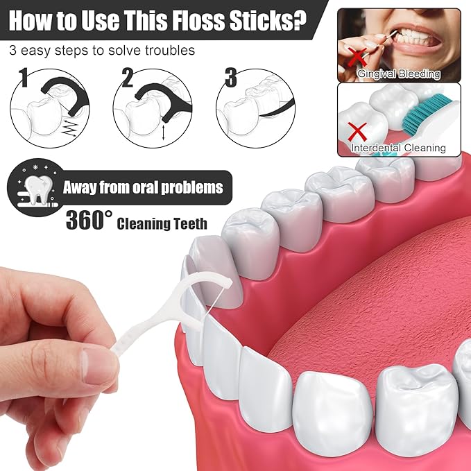 HOFASON 1000 Count Individually Wrapped Floss Picks Dental Floss Sticks Bulk, Travel Flossers Oral Care Teeth Clean for Hotel Restaurant Office, Wedding Basket Supplies and Guest Bathroom Essentials