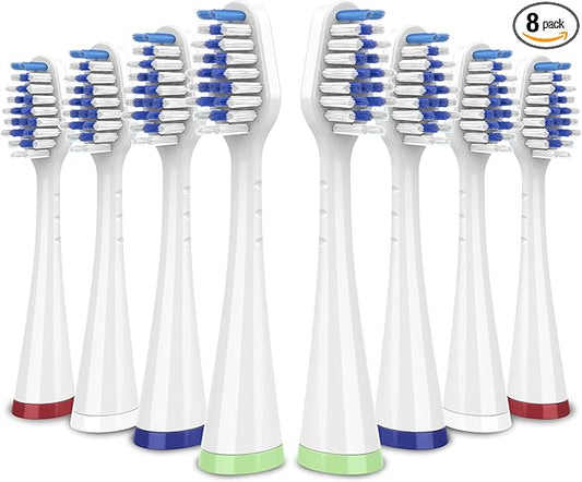 Replacement Toothbrush Heads for Waterpik Complete Care 5.0/9.0 (CC-01/WP-861), STRB-8WW, (8-Pack, White)