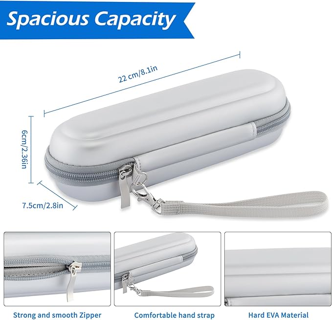 TYSORETY Toothbrush Travel Case for Oral B/Oral-B Pro 1000 1500 5000 7000 & Philips Sonicare 4100 1100 5300 5100 6100/iO Electric Toothbrush, Hard Protective Storage Bag (Silver-2)