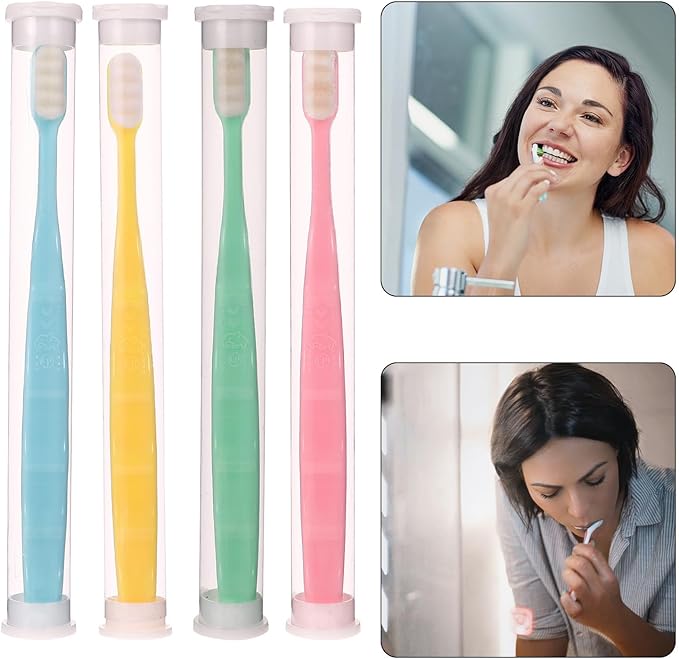 Ultra Soft Bristle Toothbrush 4pcs, Mild Cleaning Oral Care Tool for Sensitive Gums, Assorted Colors for Adults’ Daily Use