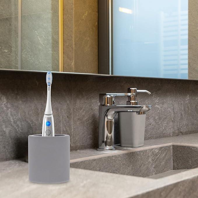 Garneck Diatomite Toothbrush Holder Stand Water-absorbent Quick-drying Toothbrush Organizer Base for Bathroom Countertop Storage Gray