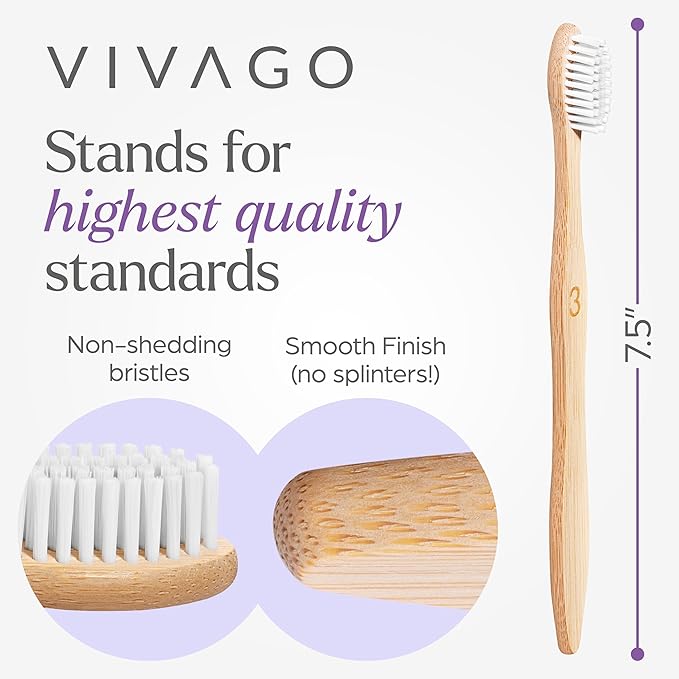 Firm Toothbrushes for Adults - 10 Pack - BPA Free Hard Bristle Toothbrush Firm - Bamboo Toothbrushes Hard
