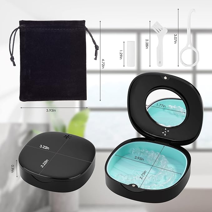 Doboli Retainer Case,Slim Aligner Mouth Guard Case Compatible with Invisalign Black