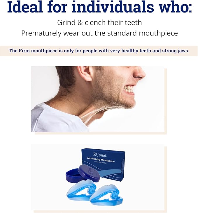 ZQuiet, Anti-Snoring Mouthpiece, Firm Size #1, Strong & Durable Mouthguard, Ideal for Those Prone to Teeth Grinding & Clenching, Made in USA, Size 1