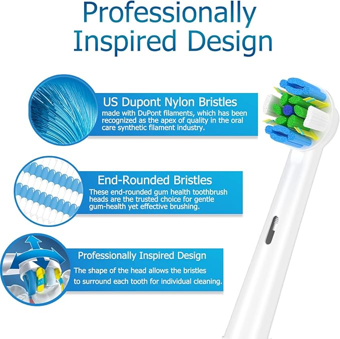 Replacement Brush Heads Compatible with Oral B Braun Electric Toothbrush - Floss Toothbrush Head Fits for Oral B Pro 1000 Genius Smart Series (12 Pack)