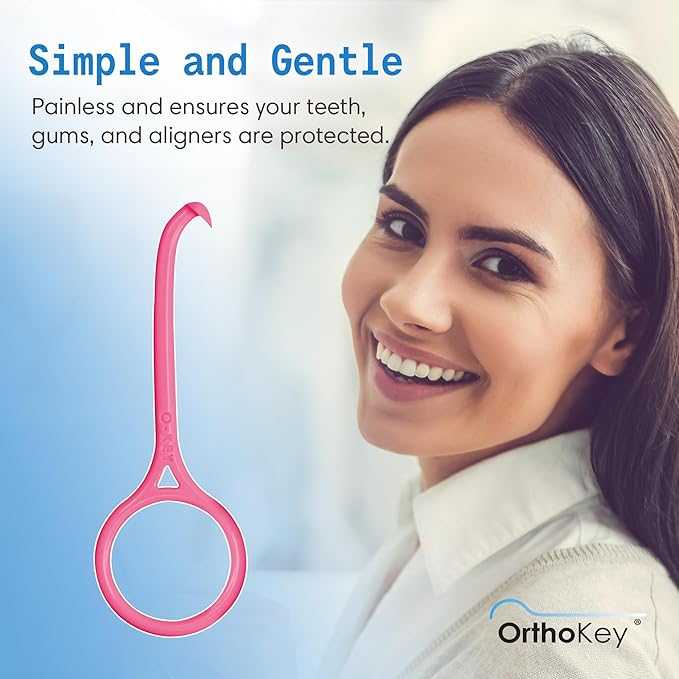 OrthoKey Aligner Remover - Versatile Clear Aligner & Retainer Removal Tool - Hygienic Invisalign Remover, Denture Grabber - Portable & Durable, Fits Dental & Aligner Cases - (Pink, 1-Pack)