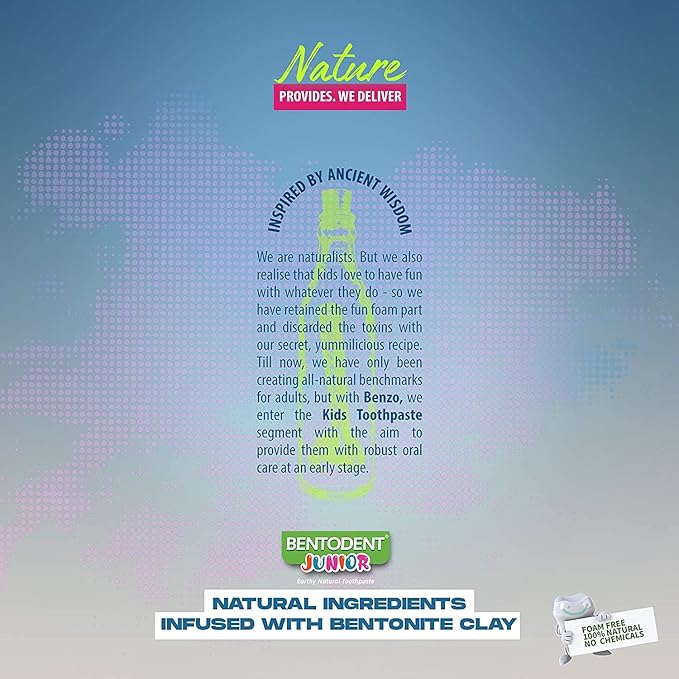 Bentodent Kids Toothpaste - All Natural Kids Toothpaste - Made Safe Certified Kids Toothpaste- No SLS,Veg, Fluoride Free Toothpaste Kids 2+ Age - Fresh Breath, Complete Care(Mango & Bubble Pack)
