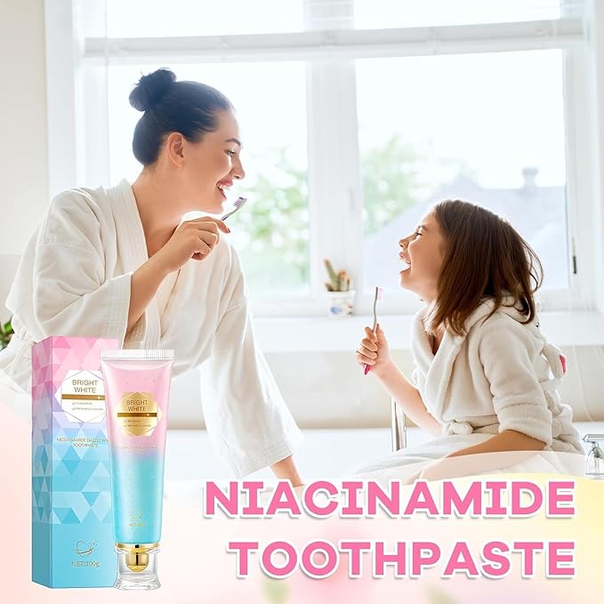Niacinamide Whitening Toothpaste，Mild Mint for Fresh Breath,24-Hour Fresh Breath,Triple Brightening Niacinamide-Infused Toothpaste，Fluoride-Free Formula Suitable for Sensitive Teeth (3)