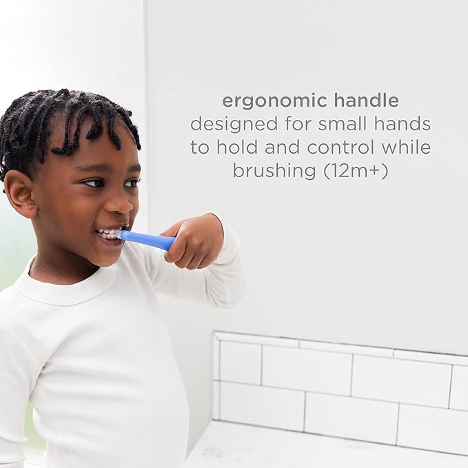 Ubbi Toddler Training Toothbrush Set, Soft Bristled & Gentle Manual Toothbrushes for Baby, Green Zest & Smoothie Purple