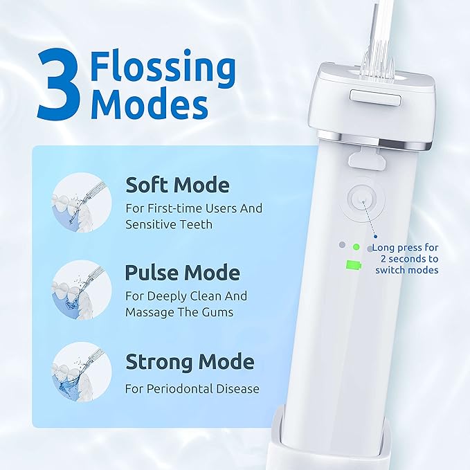 SYNHOPE Water Flosser Mini Cordless Portable Oral Irrigator Water Teeth Cleaner Pick, Telescopic Water Tank, 3 Modes & IPX7 Waterproof, Home & Travel Water Flossers for Teeth, Braces Bridges Care