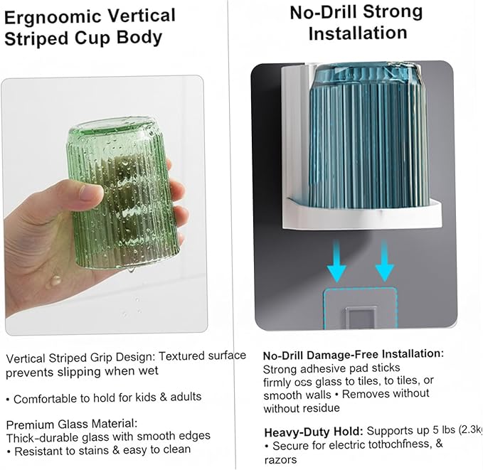 Toothbrush and Toothpaste Holder, Toothbrush Organizer Set with Ventilation, Dust Proof Holder for Bathroom Storage