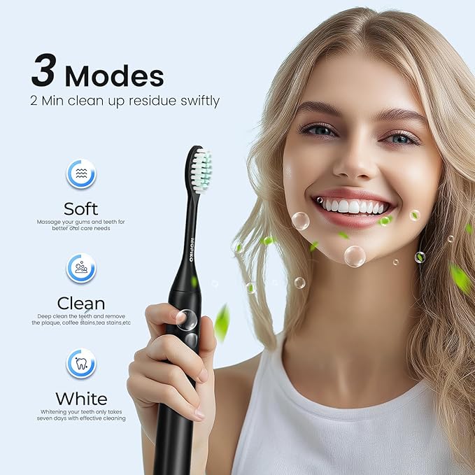 Travel Electric Battery Toothbrush for Adults, Sonic Electric Toothbrush with Case, Rechargeable Portable Electric Toothbrush Travel Kit (Black, Battery)