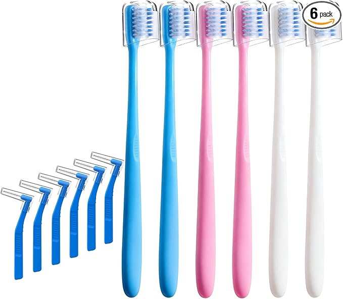 V-Shaped Orthodontic Toothbrush for Braces, Soft Bristles, 6 Count, with Interdental Brushes