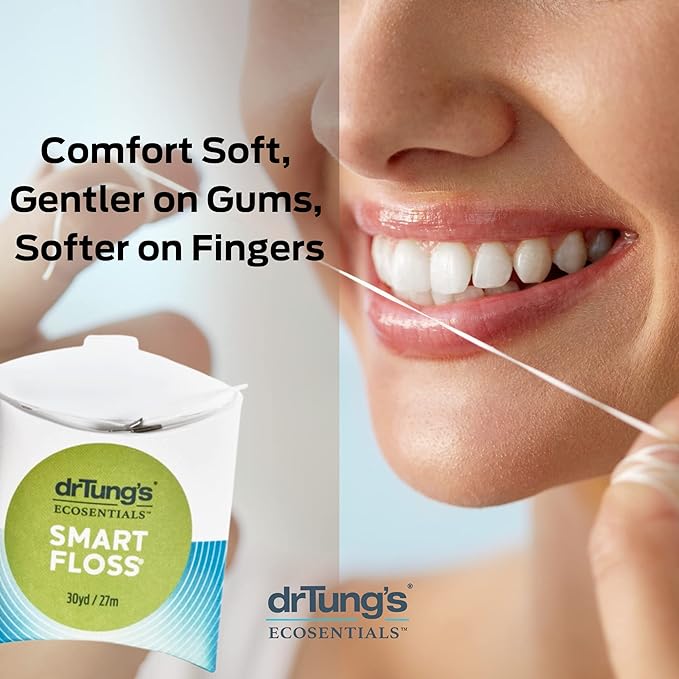 DrTung's Smart Floss - Natural Floss, PTFE & PFAS Free Floss, Gentle on Gums, Expands & Stretches, BPA Free - Natural Dental Floss Cardamom Flavor (Pack of 11)