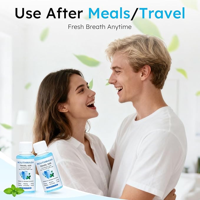 Travel Mouthwash Bulk, 1.2 Oz/35ml Mini Mouthwash Bulk, for Freshening Breath, Easy to Carry, Suitable for Work, Travel, Hotels, Dating Essentials (10-Pack)