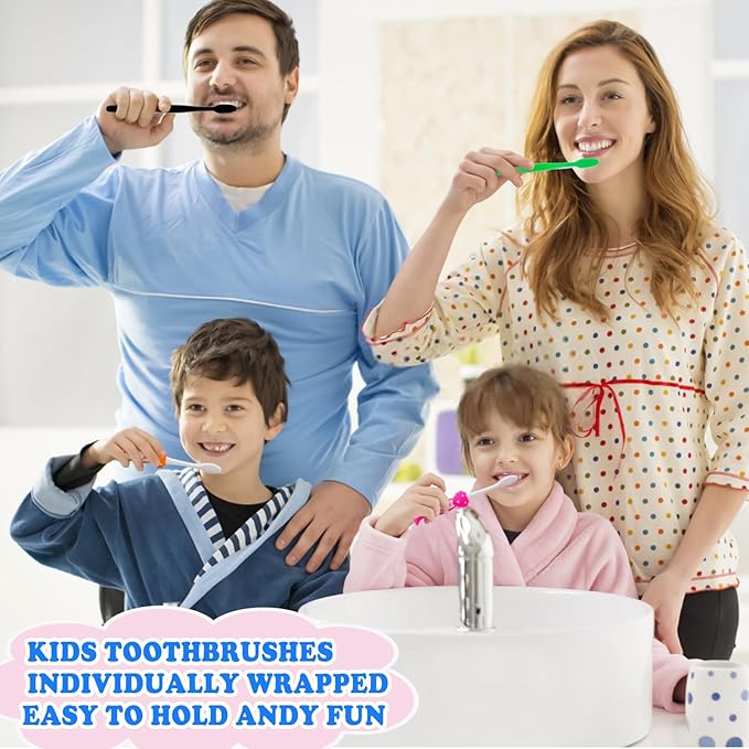 Disposable Toddler Toothbrushes Pack of 40, Manual Suction Cup Bulk Kids Toothbrushes Individually Wrapped Animal Toothbrush for Home, School, Camp, Daycare, Travel