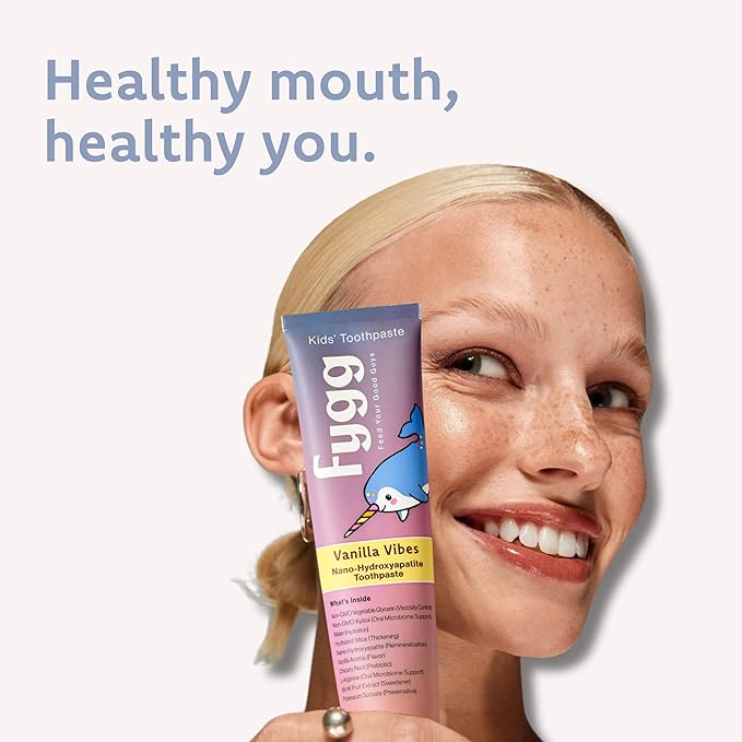Fygg Nano Hydroxyapatite Toothpaste (Vanillia Vibes) | Vanilla Kids Tooth Paste with Prebiotics (4 Oz) | Natural & Fluoride-Free | Proprietary Enamel Remineralizing & Repair | Dentist Formulated
