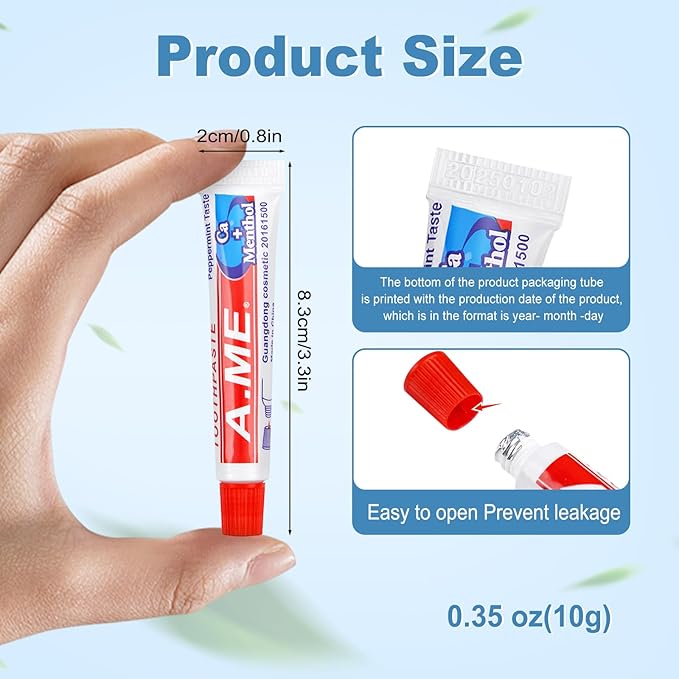 Toothpaste Bulk Travel Size, Disposable Small Travel Portable Mini Compact Pocket Size Toothpaste for Bad Breath, Vacation/Hotel/Camping Shelter/Homeless/Nursing Home/Charity 0.35 oz/ 10g (30 Tubes)