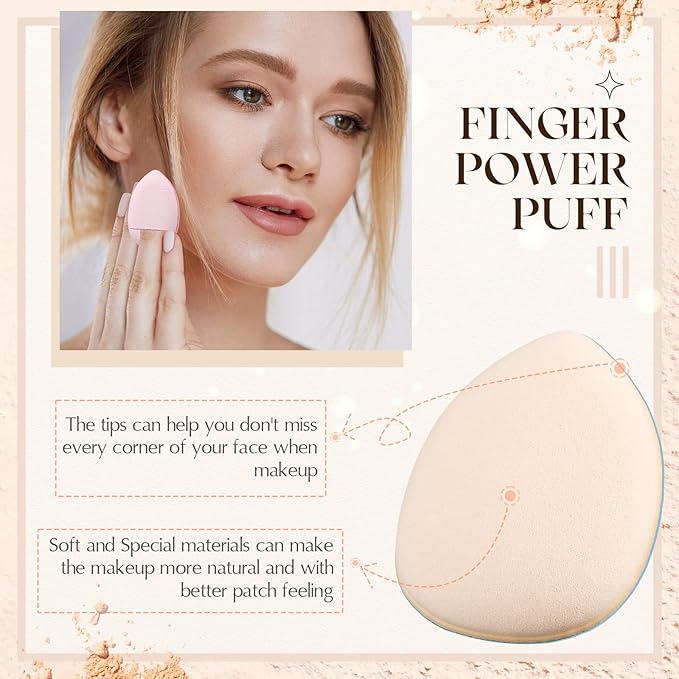 72 Pcs Finger Powder Puff Mini Makeup Sponge Soft Beauty Makeup Blender Puff for Foundation, Face Powder, Under Eye Setting, Concealer, Repair Cream, Cosmetic Tool (Cute Colors)