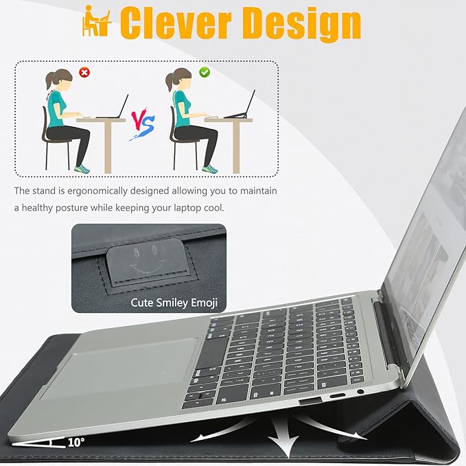 HYZUO 13.3-14 Inch Laptop Sleeve Case with Stand Feature for MacBook Pro 14 M5/M4/M3/M2/M1 2026-2021, MacBook Pro/Air 13.3, 13" 13.5" 13.8" Surface Laptop, HP Spectre X360 13/14, Graphite