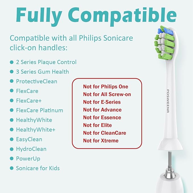 Replacement Toothbrush Heads Compatible with Philips Sonicare – Gentle & Effective Electric Tooth Brush Refill for Plaque Control, 10 Pack