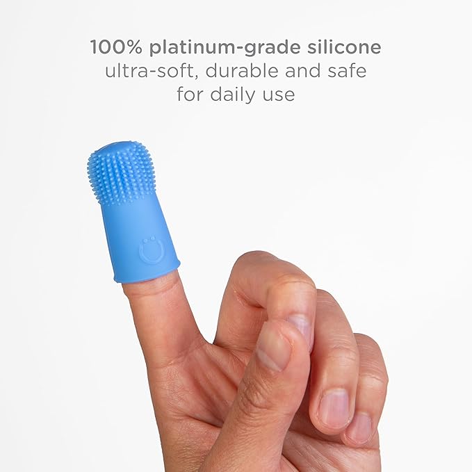 Ubbi Baby Silicone Finger Toothbrush with Storage Case, Food-Grade Platinum Silicone, Oral Care for Infants and Babies, 2 Pack, Polaris Blue