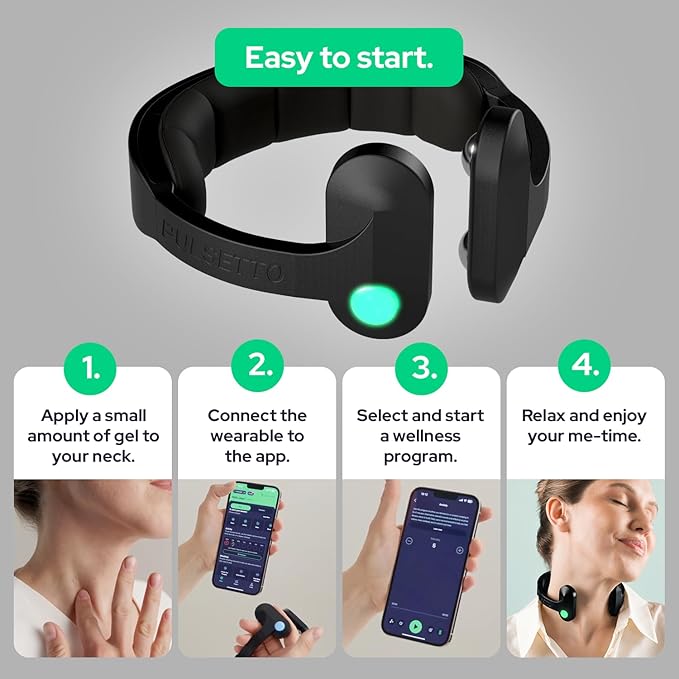 Pulsetto FIT Wellness Wearable with Vagus Nerve Support – Patented Neuro Technology for Relaxation, Stress Balance, Focus, and Restful Sleep