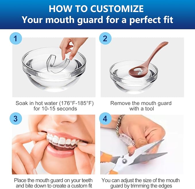 Mouth Guard for Grinding Teeth at Night, Night Guards for Teeth Grinding, Mouthguards for Grinding of Teeth, Mouth Guard for Clenching Teeth at Night with 12 Cleaning Tablets
