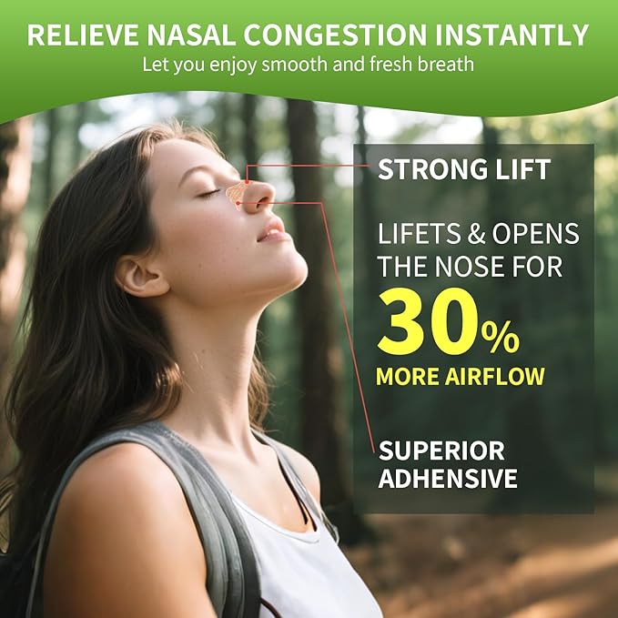 Nasal Strips for Snoring & Breathing Relief | Nose Tape for Nasal Congestion Relief | Effective Nose Strips to Open Airway, Improve Sleep & Anti Snoring (30 Packs)