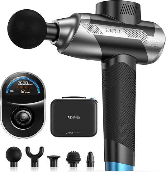RENPHO Massage Gun Deep Tissue FSA Eligible HSA, Valentines Birthday Gifts for Women Men, 6-12mm Adjustable Amplitude Professional Muscle Massage, Back Massager for Athletes