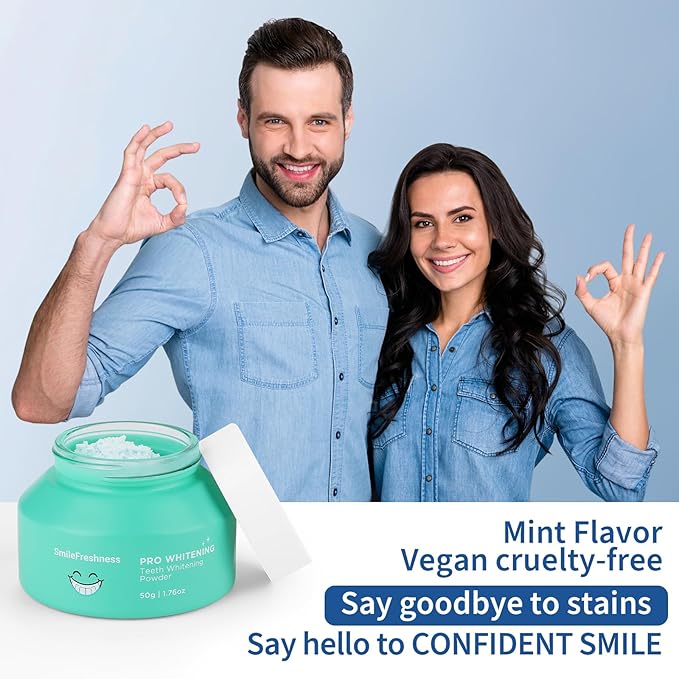Teeth Whitening Powder - Removes Plaque & Stains, Enamel Care Tooth Whitening Powder with Pap+, Ideal for Sensitive Teeth, Refreshing Mint Flavor (1.76oz).