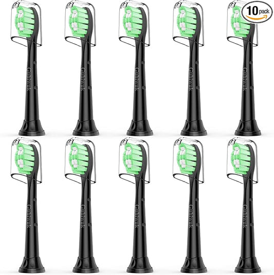 Guhiwuk Designed for Sonicare Replacement Heads, Electric Toothbrush Replacement Brush Heads Compatible with Philips Sonicare, 10 Pack, Black