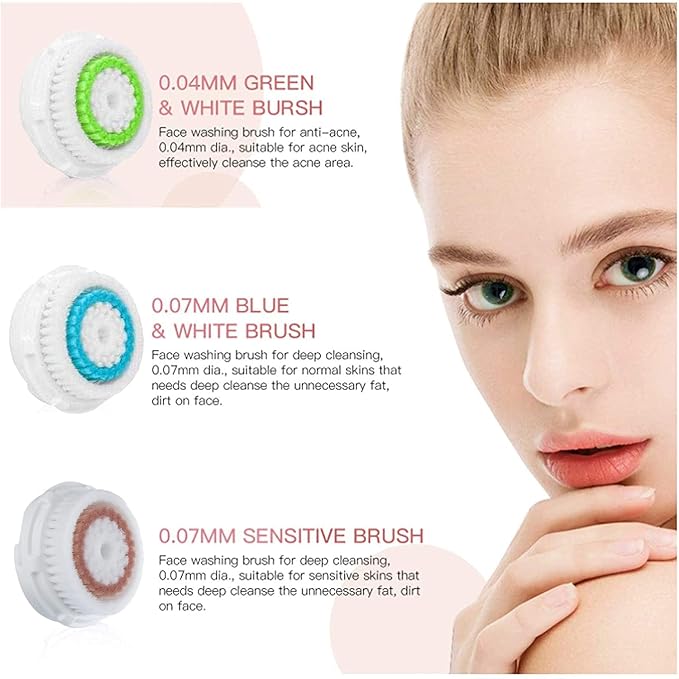 Facial Cleansing Brush Head Replacements Compatible with Clarisonic Mia 1, Mia 2, Mia Fit, Alpha Fit, Smart Profile Uplift, Deep Pore Face Brush Head Replacement Cleaning Tool(Mutil Color)
