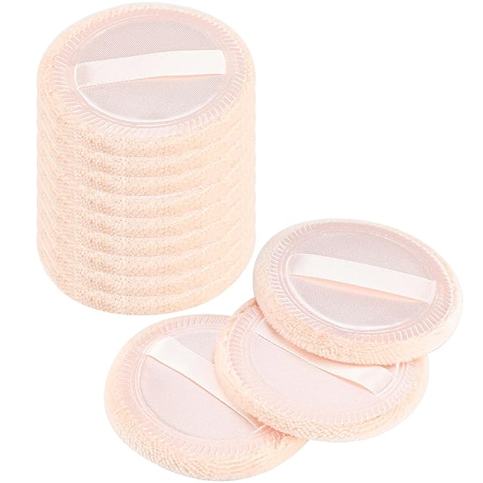 12 Pieces Powder Puffs Cotton Makeup Pads Soft Face Compact Puffs for Loose Setting Pressed Powder, 2.36 Inch (Beige)