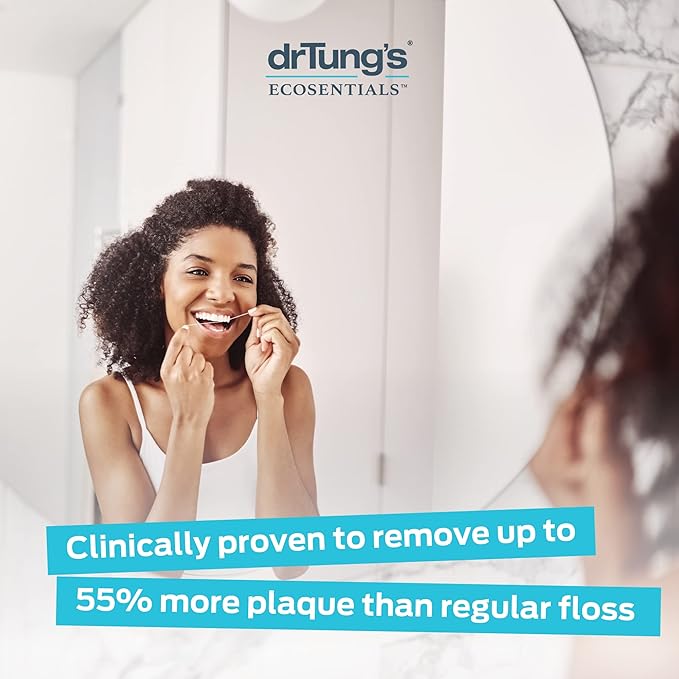 DrTung's Smart Floss - Natural Floss, PTFE & PFAS Free Floss, Gentle on Gums, Expands & Stretches, BPA Free - Natural Dental Floss Cardamom Flavor (Pack of 11)