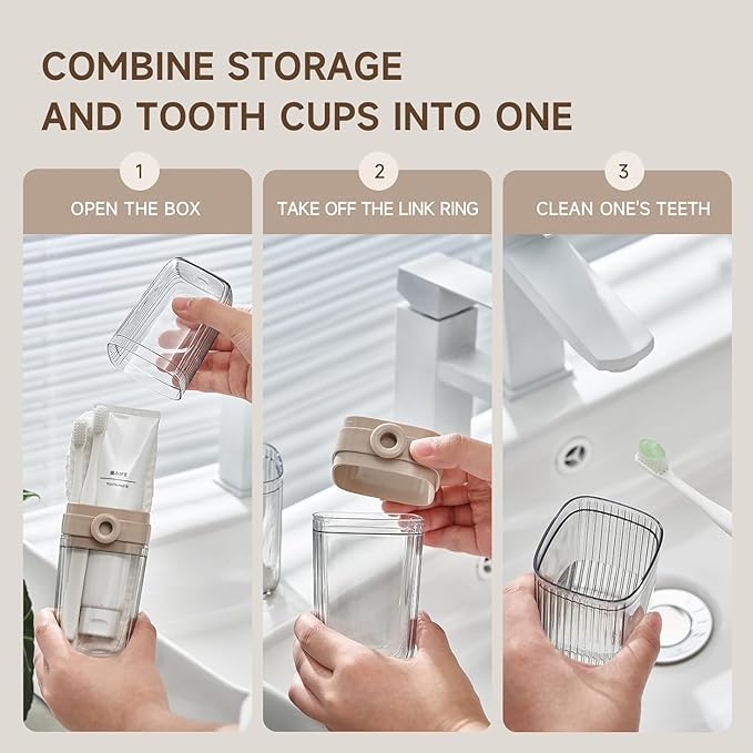 Toothbrush Travel Case, 2 in 1 Toothbrush Holder and Rinse Cup, Large Capacity Toothbrush Cup with Cover, Portable Travel Toothbrush Holder for Traveling, Camping, Trip - 1Pcs