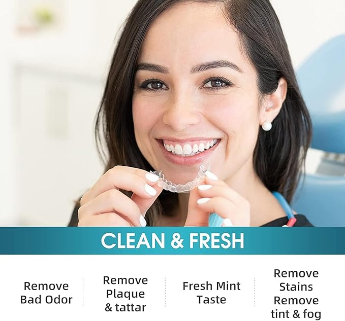 Y-Kelin Retainer and Denture Cleaner 12 Tablets for Dentures Retainers Mouth Guard and Removable Dental Appliances (12 PCS, Mint)