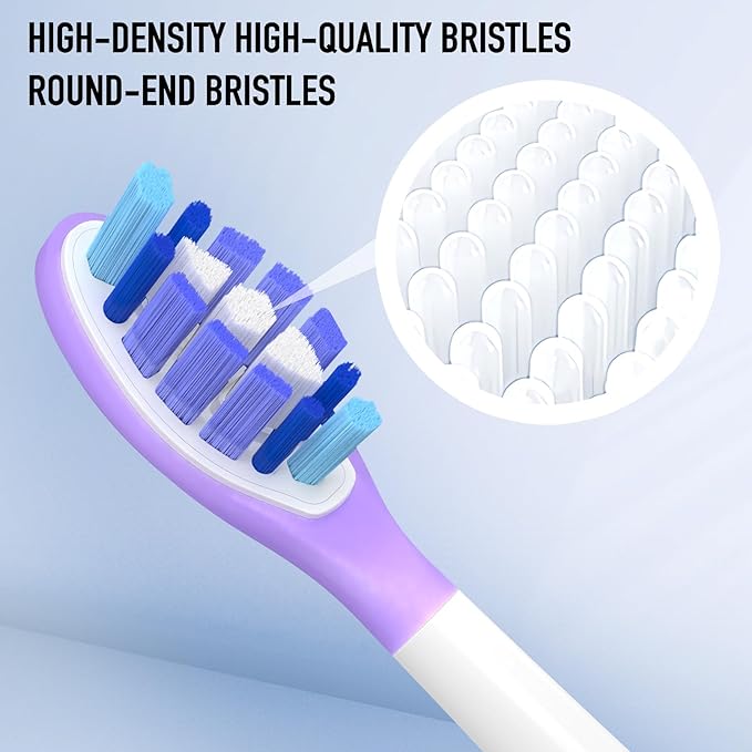 Toothbrush Replacement Heads Compatible with Philips Sonicare Click-On Toothbrush Handles, for HX9054 W3 4100 5100 6100 7500 C1 C2 C3 G3 A3 Toothbrush Head Refill, Silicone Coating, Pack of 5 White