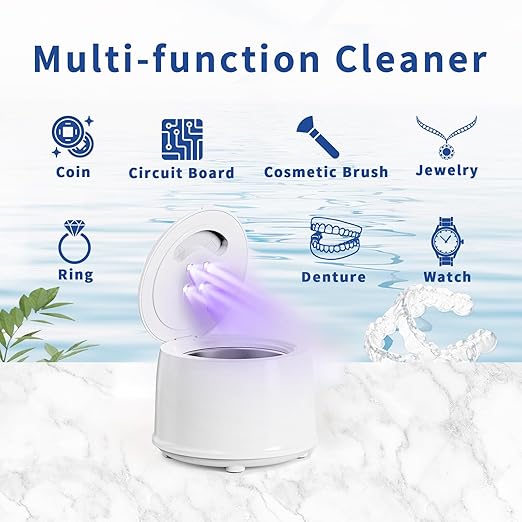 DK SONIC 200ML Ultrasonic Cleaner,24W Household Ultrasonic Denture Cleaner with Degas Modes and One-Touch Operation for Cleaning Jewelry,Retainer,Coins