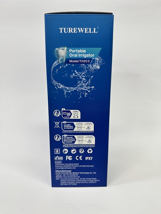 TUREWELL Water Dental Flosser for Teeth/Braces, 310 ML Portable Cordless Oral Irrigator with 5 Modes, IPX7 Waterproof Electric Water Flossing with 4 Replacement Jet Tips for Travel and Home, White