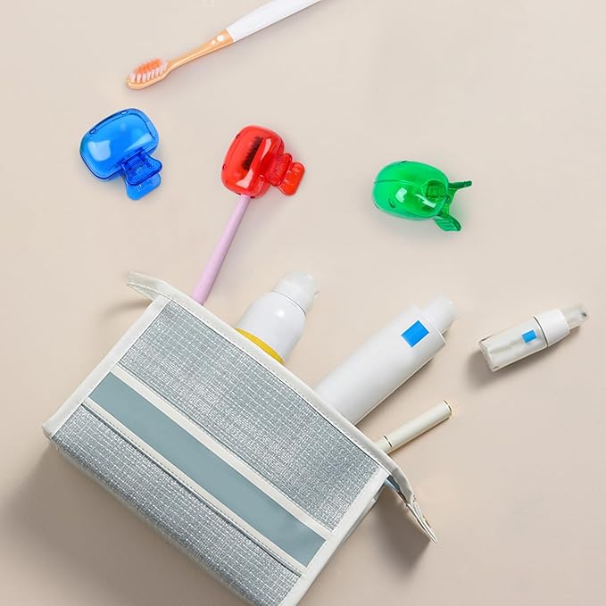 6 Pack Toothbrush Covers Portable Toothbrush Protector Coverings Clips Travel Protector Plastic Brush Pod Protection Clip Case Tooth Brush Covers Tooth Brush Cover Cap for Kids Bathroom Travel Supply