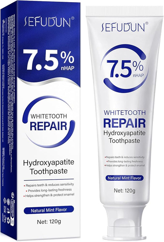 7.5% Hydroxyapatite Toothpaste(Fluoride Free), Natural Nano Hydroxyapatite Toothpaste for Sensitive Teeth, Enamel Protection, Tooth Strengthening, Fresh Mint Flavor, Daily Use for Oral Care