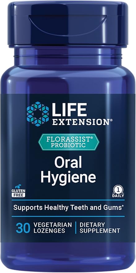 Life Extension FLORASSIST® Probiotic Oral Hygiene, Oral probiotic for Teeth and Gums, pH Levels, Dental Hygiene, Immune Support, BLIS M18™, Once Daily, Gluten Free, Vegetarian, 30 lozenges