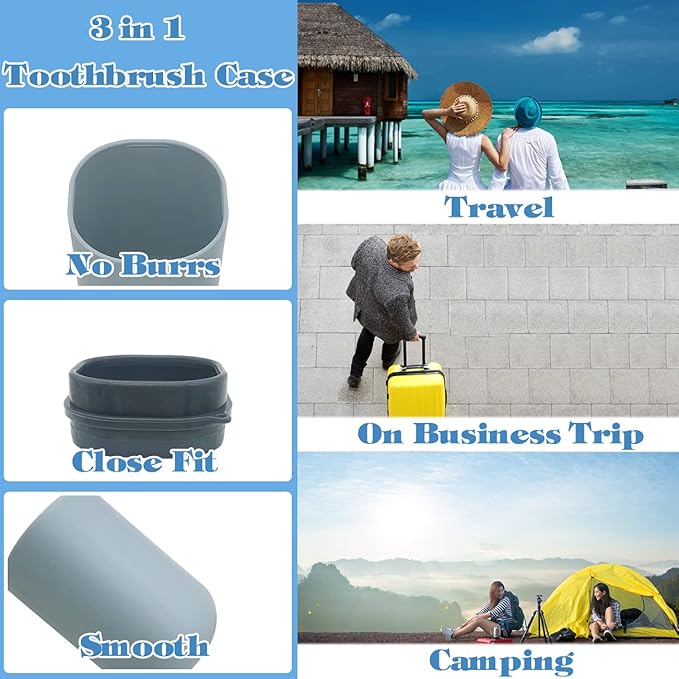 HEIPINIUYE Light Blue Travel Toothbrush Holder, Toothbrush and Toothpaste Travel Case Portable Toothbrush Holder with Cover for Traveling Bathroom Business Camping School