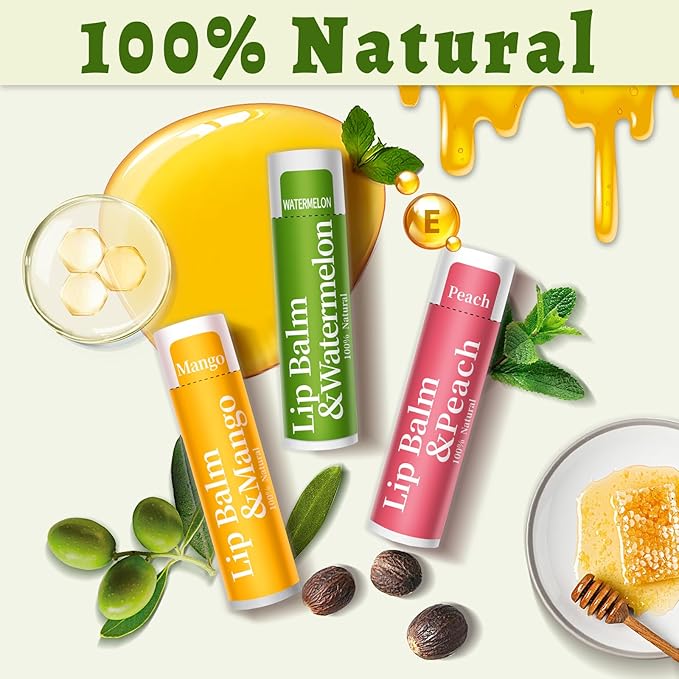 250 Pcs Lip Balm Bulk,12 Fruit Flavored Natural Bulk Lip Balm, Lip Balms Pack with Vitamin E, Lip Balms Gift Set Women Stocking Stuffers Party Favors, Moisturizing&Soothing(4.2g/0.15oz)