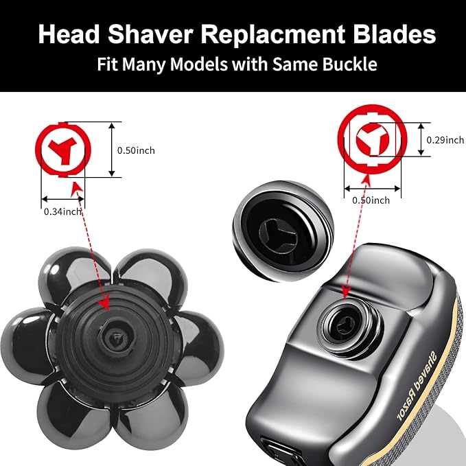 Universal Head Shaver Replacement Heads 7 Blades Head Shavers Replacement Blades for Bald Men Compatible with Freebird Shaver & Other Brands (black7)