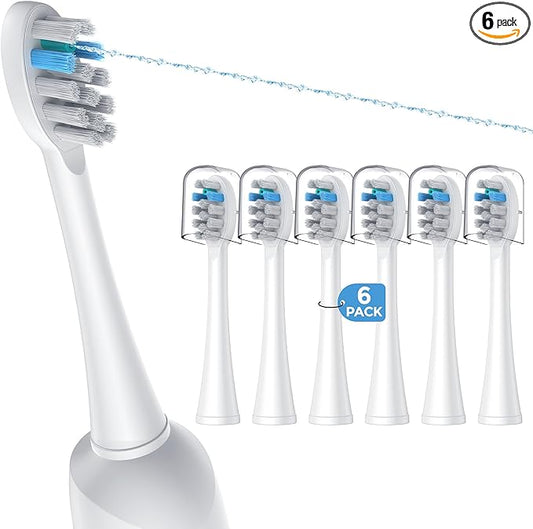 6 Pack Toothbrush Replacement Heads Compatible with WaterPik Sonic Fusion 2.0, FitMount Flossing Brush Head Fit for Water-Pic SF-01W SF-02W and 2.0 SF-03 SF-04