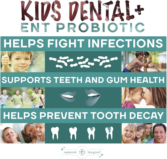Children's Dental Probiotic Chewables - Digestive & Immune Support - Oral Probiotics for Healthy Teeth and Gums, Bad Breath & ENT Support - Cherry-Pomegranate Flavor (60 Count)