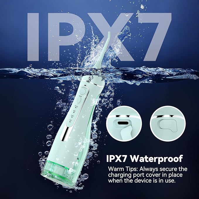 Water flossers for Teeth Pick, Portable Oral Irrigator Dental with 4 Modes 5 Jet Tips, IPX7 Rechargeable Water Tooth Flosser for Braces Sensitive Gum Care, 300ml Tank for Home Travel Use