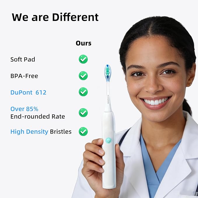 Plaque Control Replacement Heads for Philips Sonicare, Electric Toothbrush Replacement Heads for Adults, Soft Bristles, White 10 Pack